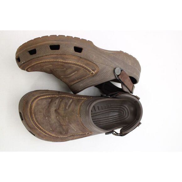 Crocs Shoes Men's 11 Brown Yukon Vista II Slingback Leather Classic Clog - Picture 2 of 11